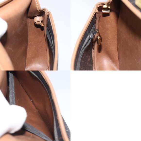 DIOR Honeycomb Canvas Shoulder Bag Pvc Leather Black Gold - Picture 12 of 12